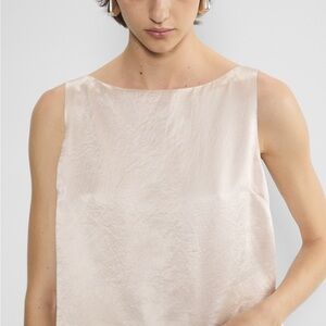 Aritzia Cream Satin Sleeveless Blouse